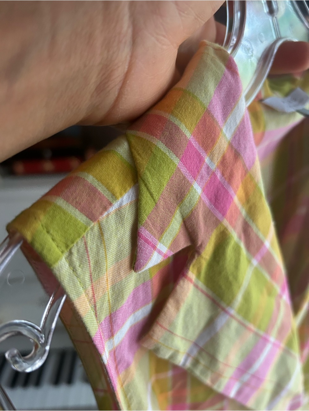 Pure Alfred Sung Plaid Wrap Midi Dress Belted Pink Green Sleeveless Women M - Picture 10 of 16